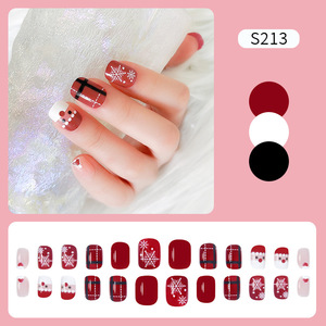 Estilo navideño, 24 Uds., puntas de <span class=keywords><strong>uñas</strong></span> de Gel suave acrílicas francesas desmontables, <span class=keywords><strong>uñas</strong></span> postizas artificiales, medias puntas - Product Image 3
