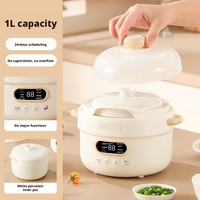 Mini-cuiseur électrique à mijoter 1000 ml avec pot en céramique, 6 fonctions, réservation 24h, écran LED, compact pour la maison et l'hôtellerie