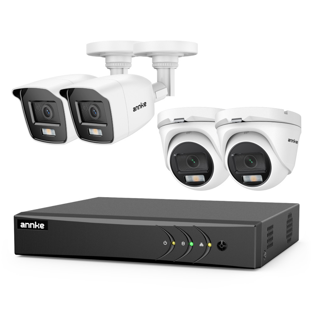 ANNKE 4CH 3K H.265+ <strong>Hybrid</strong> <strong>DVR</strong> with 4pcs 2MP TVI ColorPro Full Time <strong>Color</strong> Camera 4 in 1 WDR 130dB <strong>CCTV</strong> Security System
