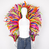 Ensemble de costume cosplay coloré et personnalisé avec châle en plumes douces et manchettes de jupe pour femmes et filles, idéal pour Halloween et les fêtes de carnaval
