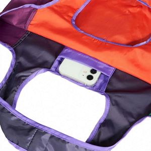 Sac de courses pliable en polyester, nouveau modèle 2025, prix de gros, écologique, réutilisable, enroulable, sac fourre-tout pour l'épicerie - Product Image 3