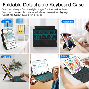 Nueva Funda con Teclado Magnético Desmontable para Tablet de Tamaño Completo, Retroiluminación RGB, Panel Táctil Integrado, Rotación de 360 Grados, Protectora - Product Image 3