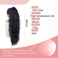 Perruque queue de cheval à pince tendance |   Extensions de cheveux synthétiques bouclés crépus couleur unie 26 pouces, promotion spéciale Afrique
