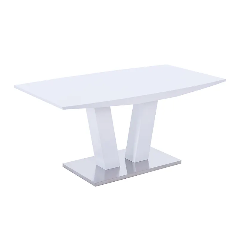 Mesa de comedor moderna de madera MDF, alta calidad, color blanco, para restaurante