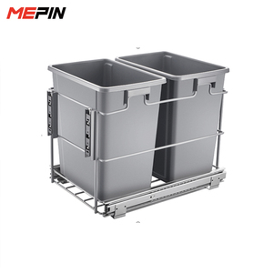 Pull out Kitchen Waste Bin, Soft Close Dustbin connected with door 20L + 20L Garbage Waste Container built in cabinet