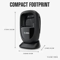 Lecteur de codes-barres omnidirectionnel compact avec support réglable et câble USB pour comptoirs de magasin, commandes d'échantillons et commandes en gros