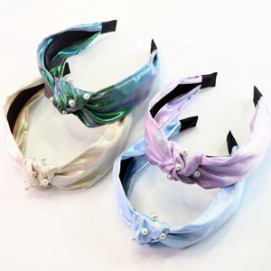 Cinta para el pelo de doble capa para niña y mujer, bandana con lazo de tela de arcoíris, bandana personalizada de Organza con perlas - Product Image 1