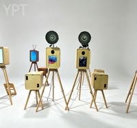 Photomaton rétro en bois YPT avec écran tactile/télécommande Bluetooth/Wi-Fi pour smartphones/iPad/appareil photo reflex, impression en libre-service
