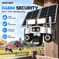 Wistino 5 Lens PTZ 16MP AI Human Tracking Outdoor Security CCTV Dual Fixed Lens Dual Zoom Lens 4G Sim IP Surveillance AOV Camera