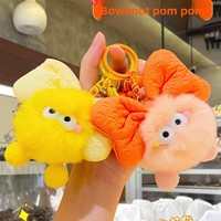 Porte-clés pendentif poupée elfe en peluche avec nœud et pompon, mignon, breloque pour sac à dos, cadeau, ornement, sans impression, style Instagram