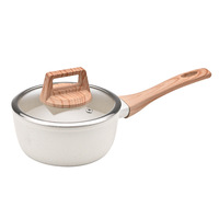 Dropahipping 12 buah panci memasak dapur, Set panci masak anti lengket bahan Aloi aluminium putih dengan pegangan kayu