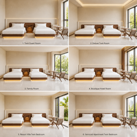 Moderne Hotelzimmer-Möbel mit Doppelbetten und gemeinsamem Nachttisch für Gastfreundschaftsprojekte