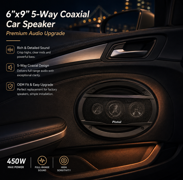 TS-A6995R 6x9 Inch 5-Way Coaxial Car Speaker Full Range OEM Replacement Audio 600W IMPP Composite