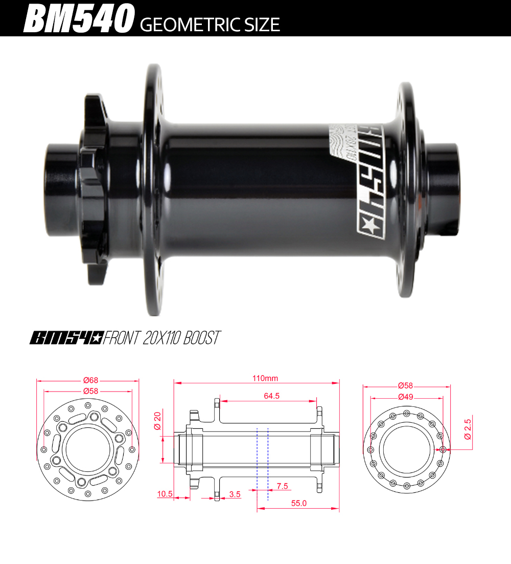 Moyeu Avant HOPE PRO 5 15x110mm Boost 6 Trous Noir
