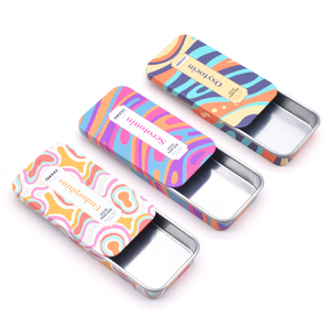 Tùy Chỉnh Nhỏ Kẹo Bạc Hà Kim Loại Hộp Thiếc Hình Chữ Nhật Trượt Top Mỹ Phẩm Son Dưỡng Môi Rắn Nước Hoa Lưu Trữ Tin Trường Hợp Với Trượt Nắp - Product Image 2