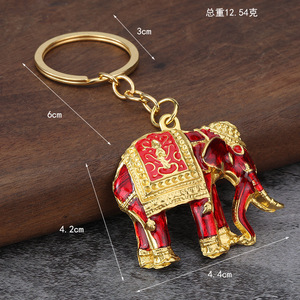 Porte-clés éléphant en émail 3D pour cadeaux, 30 mm, porte-clés éléphant <span class=keywords><strong>de</strong></span> <span class=keywords><strong>guerre</strong></span> thaïlandais en alliage <span class=keywords><strong>de</strong></span> zinc doré, 5 couleurs - Product Image 2