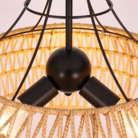 Lustre de salon à 3 têtes, luminaire suspendu en corde de chanvre tressée, lustres en rotin de couleur naturelle, lampes suspendues pour chambre à coucher