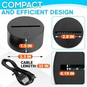 ไฟกลางคืน LED RGB แบบขายส่ง ฐานอะคริลิคสีดำ 3 มิติ พร้อมสาย USB รีโมทคอนโทรล ชาร์จไฟได้ เหมาะสำหรับห้องนอน - Product Image 5