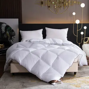 Hotel Linen Quilted Feather Filled Comforter Bedding Duvet Solid Color Quilt