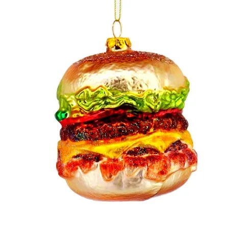 The Newest Creative Decorative Glass Food Ornament western Bread Christmas Tree or Party Hamburger shape bread decor