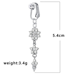 YICAI nouveau acier inoxydable papillon fleur coeur CZ balancent <span class=keywords><strong>nombril</strong></span> anneaux Non <span class=keywords><strong>Piercing</strong></span> balancent Faux Clip sur le ventre <span class=keywords><strong>Piercing</strong></span> - Product Image 3