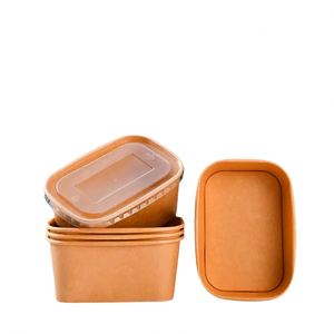 High Quality Kraft Square/Rectangular Disposable Eco-Friendly Bowl Embossing UV Coating for Fried Rice/Salad/Bento Takeaway Box - Product Image 2
