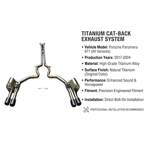 Vortex Exotic Natural Ti Header <b>Back</b> Setup Featuring Carbon Tips & Vacuum Valve For Porsche Panamera 971 - Product Image 1