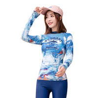 Manga longa Secagem rápida Digital Impressa Mulheres Resistentes Cloro Rashie Proteção UV Rash Guard