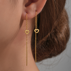 CANNER - Aretes Largos de Plata de Ley S925 con Forma de Corazón Rectangular y Circonitas, para Mujer, Regalo - Product Image 3