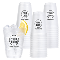 Gobelets en plastique PP givré jetables de 500 ml (16 oz) avec logo personnalisé pour thé au lait, boba, café, smoothie, diamètre 90 mm, gobelet mat injecté