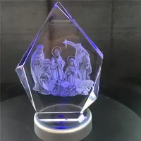 OEM / ODM Новое поступление, хрустальный Айсберг с 3D лазерным Иисусом и семейным фото внутри