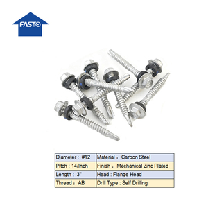 <span class=keywords><strong>Vis</strong></span> de toiture en métal à tête hexagonale en acier au carbone avec rondelle EPDM noire moletage à double filetage <span class=keywords><strong>mécanique</strong></span> #12-14*3 ". - Product Image 4