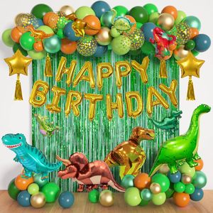Decoraciones de Globos para Fiesta Temática de Dinosaurios, Globos Naranja, Verde, Dorado Cromado, Globo de Animales y Globo de Papel de Aluminio de Feliz Cumpleaños - Product Image 1