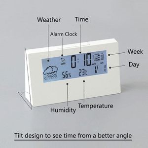 Promotional Household Temperature <strong>Indicator</strong> Custom Logo Weather Station Alarm <strong>Clock</strong> with Humidity LCD Table <strong>Clock</strong> - Product Image 4