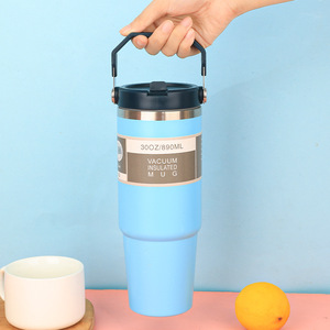 Large Capacity 304 Stainless Steel <b>Tumbler</b> <b>with</b> Insulated Outdoor Design Comes <b>with</b> <b>Handle</b> <b>and</b> <b>Straw</b> for Vehicle Use - Product Image 1