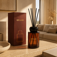 Diffuseur de parfum en verre écologique rond de 120 ml pour la maison, avec couvercle noir