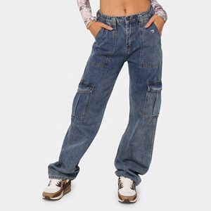Jeans da <span class=keywords><strong>Donna</strong></span> Personalizzati con Etichetta Privata OEM, Design Semi-Elastico e Stile Unico, Pantaloni <span class=keywords><strong>Cargo</strong></span> - Product Image 1