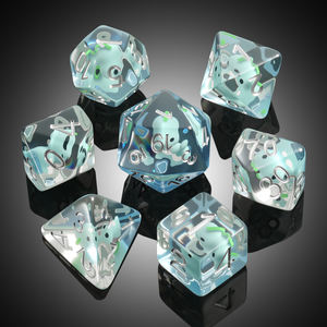 Juego de dados de dinosaurio azul DND al por mayor, dados de resina poliédrica con tema animal de 7 piezas para juegos de mesa RPG de mazmorras y dragones - Product Image 6