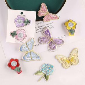 New Design High Quality Self Adhesive Artistic Embroidery Gold Glitter Edge butterfly Flower Patch for Decoration - Product Image 1