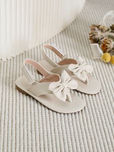 Sandales d'été en gros pour filles, en cuir souple, avec nœud décoratif, style tongs - Product Image 6