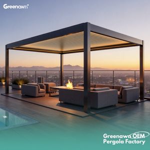 Pergola Addossata Automatica Impermeabile in Alluminio 3x3M Gazebo da Giardino con Schermo a Controllo Remoto e Dimensioni Personalizzabili - Product Image 1