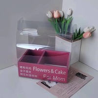Boîte à gâteaux exquise en Kraft et PVC avec poignée d'emballage en papier à dessert cadeau vide transparent Floding Anniversaire de Noël