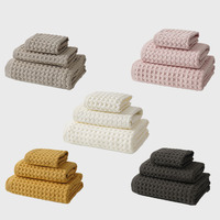 Serviette de toilette 100% coton gaufré 35x75cm, douce, absorbante, séchage rapide, légère, pour salle de bain et cuisine