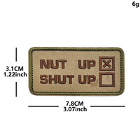 Patch moral tactique brodé NUT UP SHUT UP avec boucle auto-agrippante, alphabet, pour accessoires vestimentaires d'extérieur