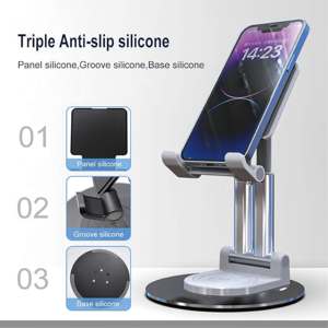 定制标志手机支架懒人苏珊设计台式折叠升降机，带旋转功能商务和促销礼品 - Product Image 2