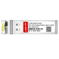 1550nm-TX/1490nm-RX Mode tunggal 10G SFP + Bidi Transceiver 100km Simplex LC modul optik