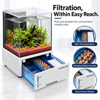 Aquarium de bureau tout-en-un en verre ultra-plat sans bordure avec système de filtration silencieux pour poissons Betta et poissons-clown Eco