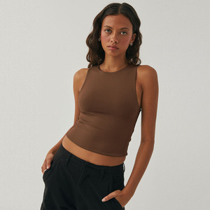 Vente en gros Top <span class=keywords><strong>bustier</strong></span> moulant sans manches Hot Girl avec col rond débardeur basique sensuel - Product Image 2