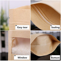 Sachet Doypack en papier kraft et plastique avec fenêtre, écologique, recyclable, à fermeture éclair, en stock