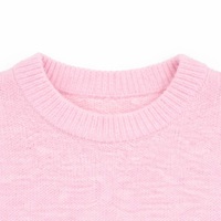 Pull en maille rose à manches longues pour homme, chaud, en mohair duveteux, avec logo personnalisé sur le devant et jacquard